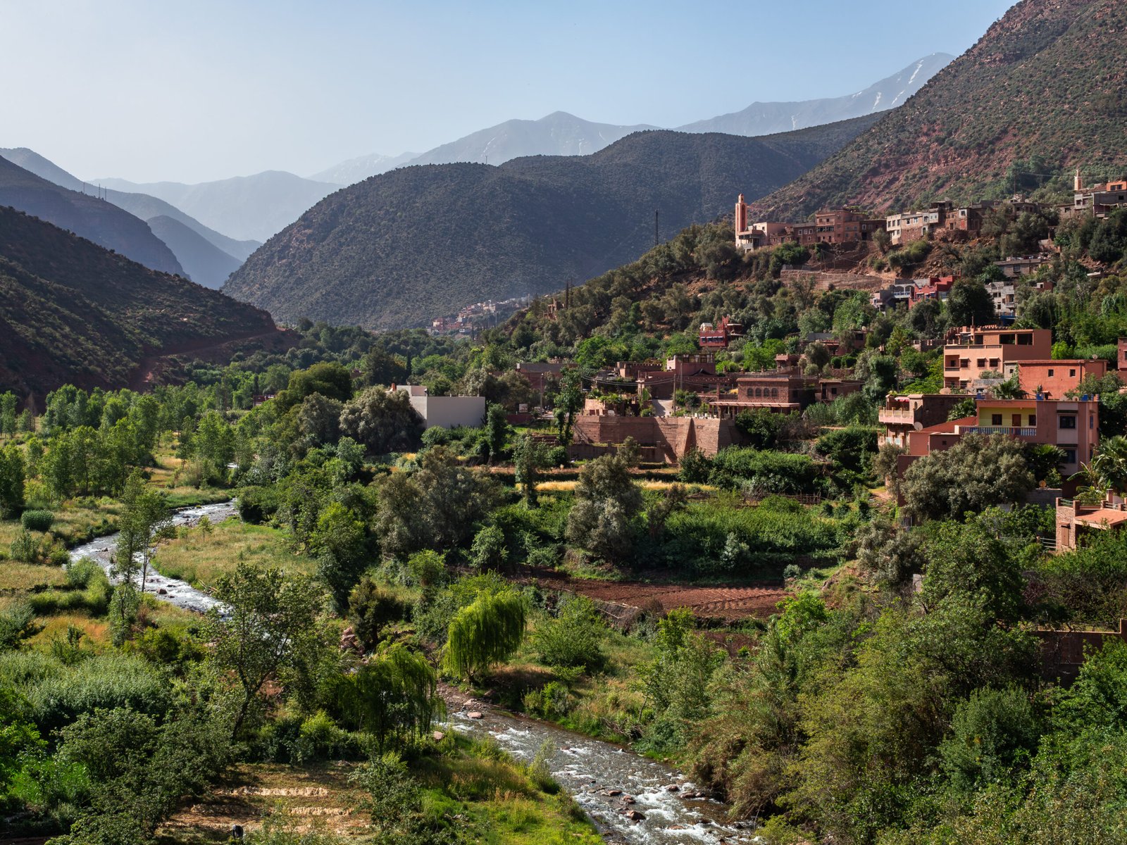 Valle del río Ourika, en las montañas del Atlas, Marruecos.Ourika Valley, in the Atlas mountains, Morocco.