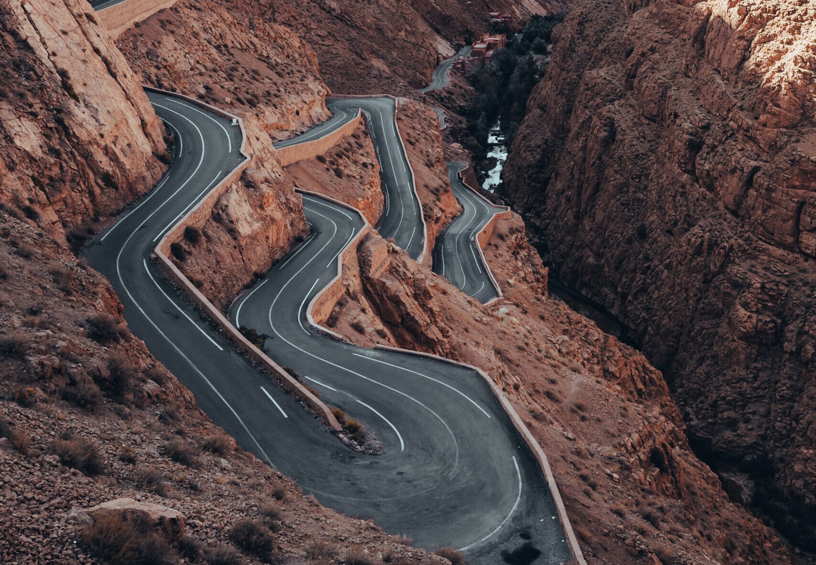 Winding roads through the Dades Gorge, Atlas Mountains in Morocco. High quality photo